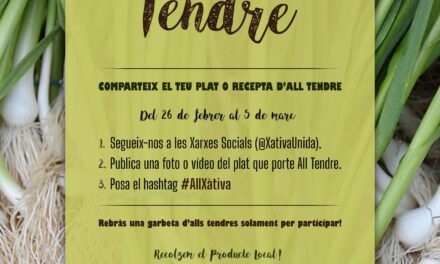 XÀTIVA UNIDA IMPULSA UNA CAMPANYA DE PROMOCIÓ DE L’ALL TENDRE PER XARXES SOCIALS