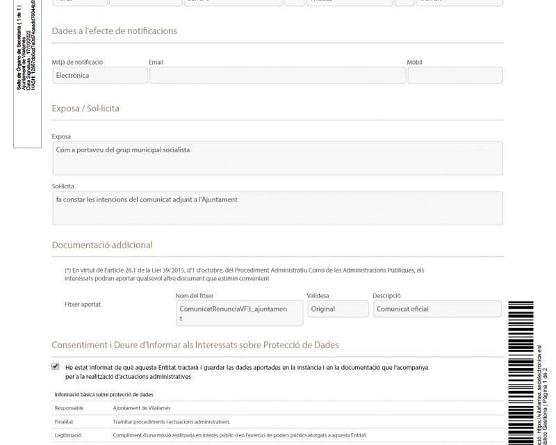 El Centre Mèdic és una prioritat i, sense resposta de Conselleria, el grup municipal socialista de Vilafamés abandonarà el partit