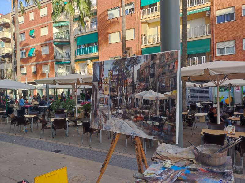 José Manuel Aznar guanyador de la primera edició del concurs de pintura ràpida ‘De Sol a Sol’ de Vilamarxant