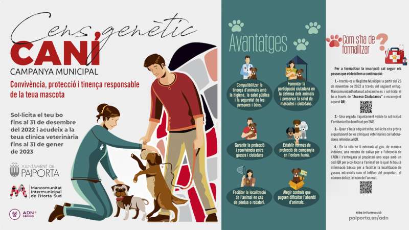 Comença la recollida gratuïta d’ADN per al cens caní de Paiporta