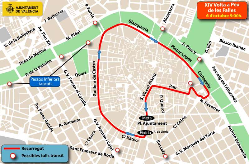 La XIV edició de la Volta a Peu de les Falles recorrerà este diumenge els carrers de la ronda interior