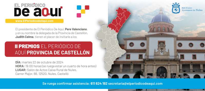 Nules acollirà el pròxim 22 d’octubre els II Premis Província de Castelló d’El Periódico de Aquí