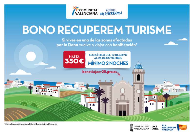 Bono Viatge 2025: Turisme CV obri les inscripcions aquest dilluns per a víctimes de la dana